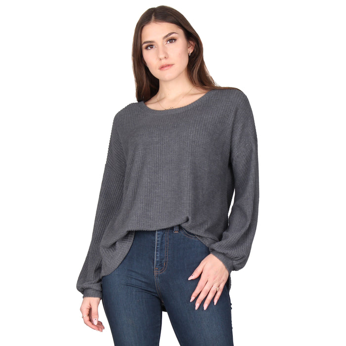 Solid Puff Sleeve Tunic