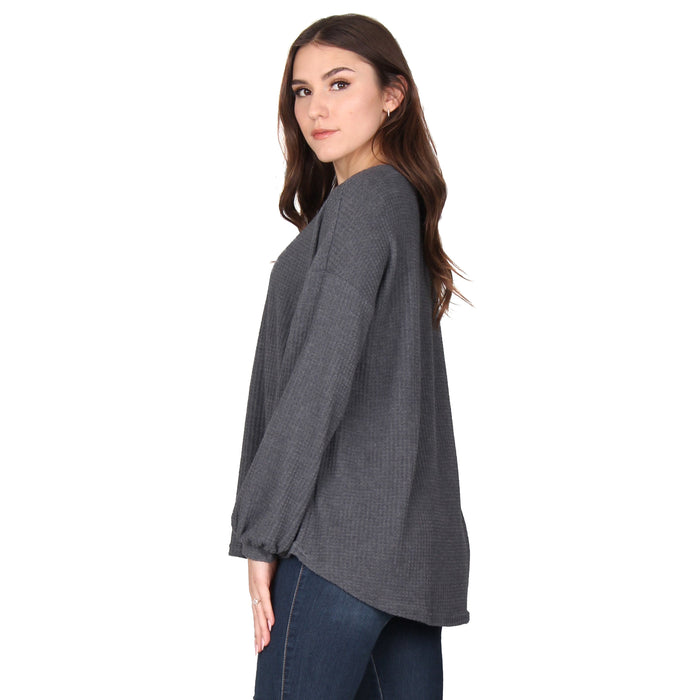 Solid Puff Sleeve Tunic