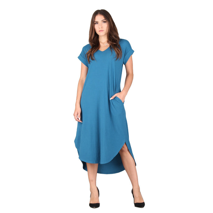 Solid Ribbed Midi Dress
