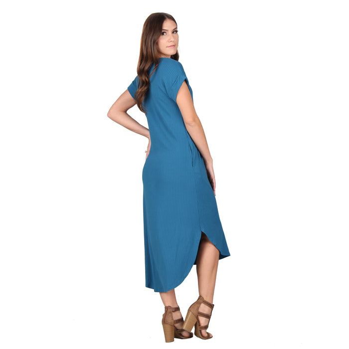 Solid Ribbed Midi Dress