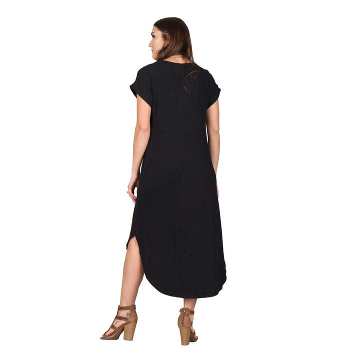 Solid Ribbed Midi Dress