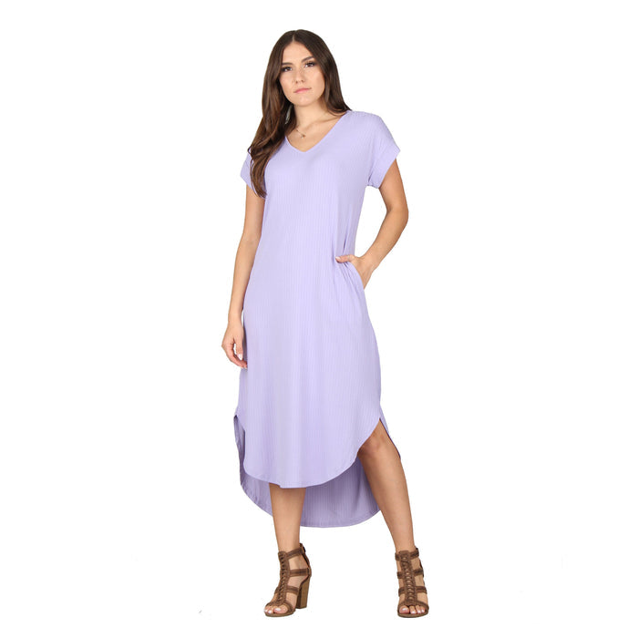 Solid Ribbed Midi Dress
