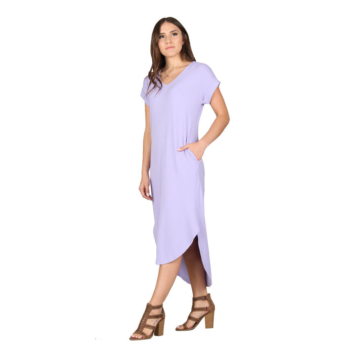 Solid Ribbed Midi Dress