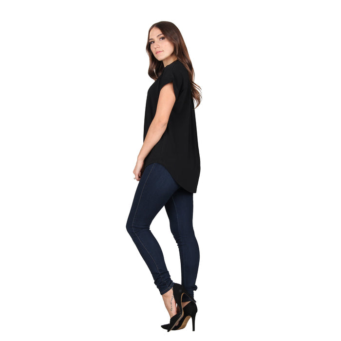 Solid Rolled Sleeve Tunic