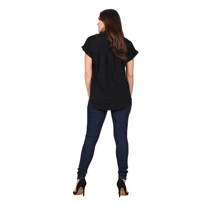 Solid Rolled Sleeve Tunic