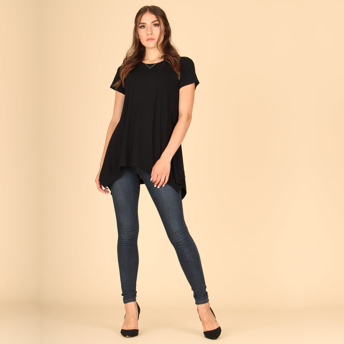 Solid Symmetrical Hemline Tunic