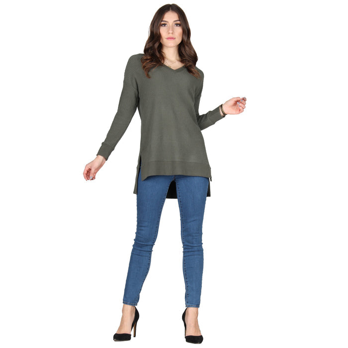 Solid Waffle Knit Tunic
