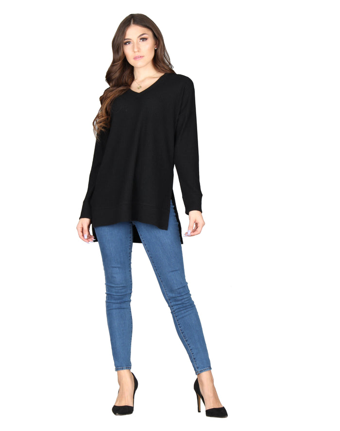 Solid Waffle Knit Tunic