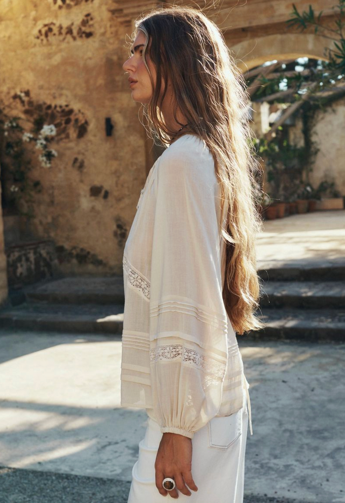 Spell Hera Lace Blouse - Macadamia
