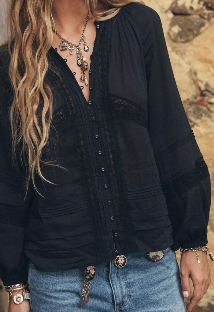 Spell Hera Lace Blouse - Vintage Black