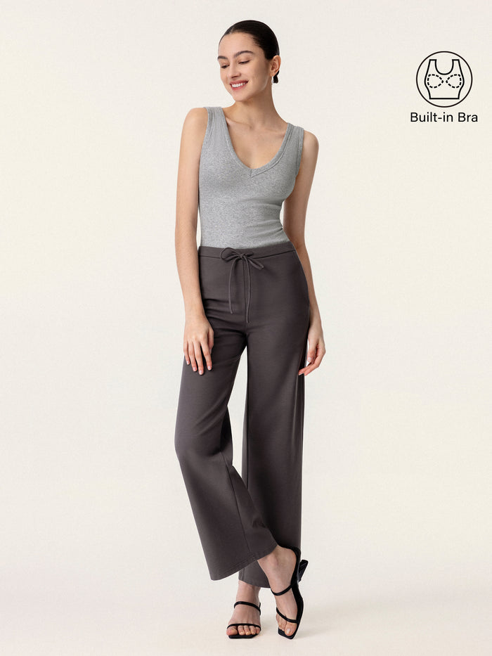 OGLmove 2Pcs Set V-neck Bra Tank & Tapered Pant