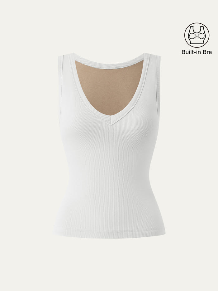 OGLmove V-neck Cotton New Airy Bra Tank White XS