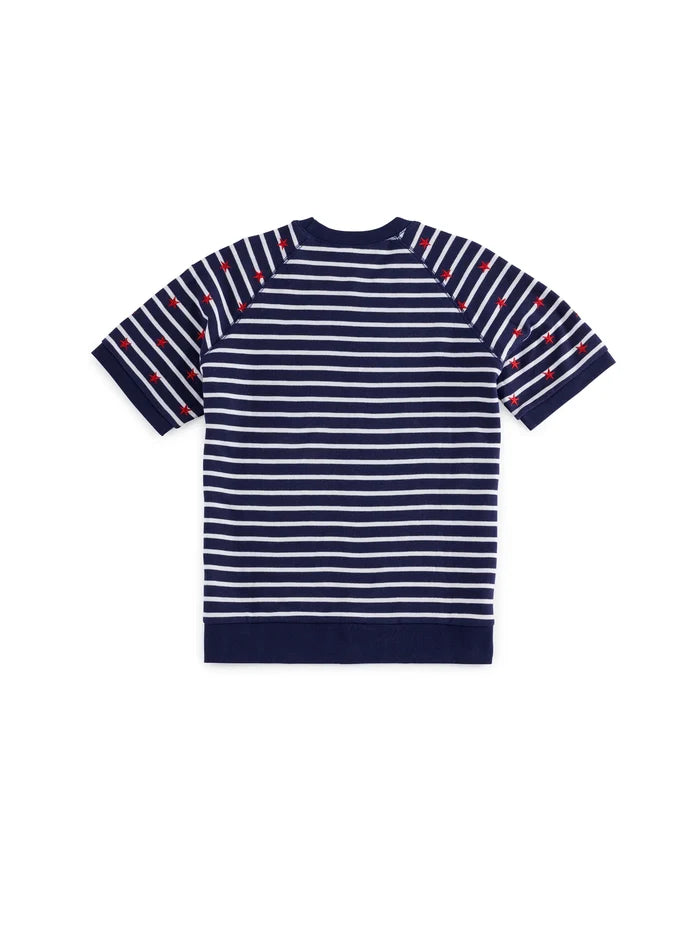Stripes Lightweight Short Sleeve Sweatshirt - Greige Goods