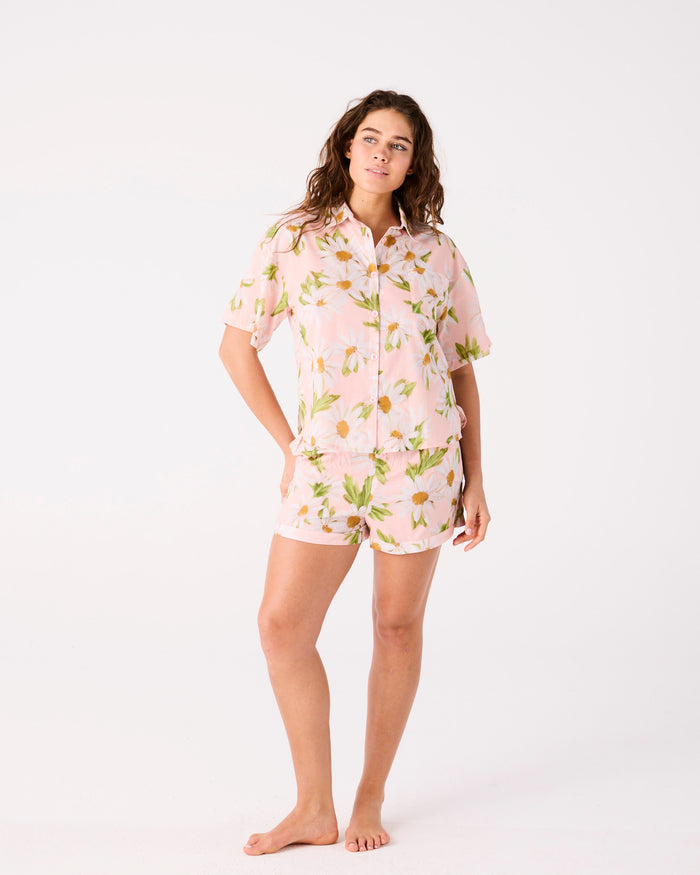Sweet Daisy Adult Organic Cotton Short Sleeve Shirt & Short Pyjama Set