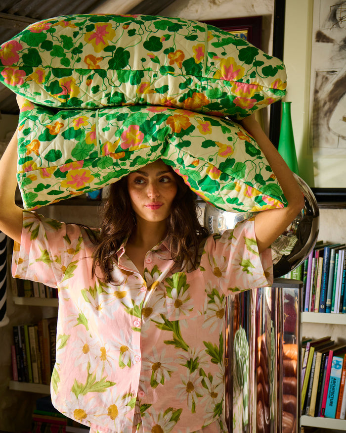 Sweet Daisy Adult Organic Cotton Short Sleeve Shirt & Short Pyjama Set