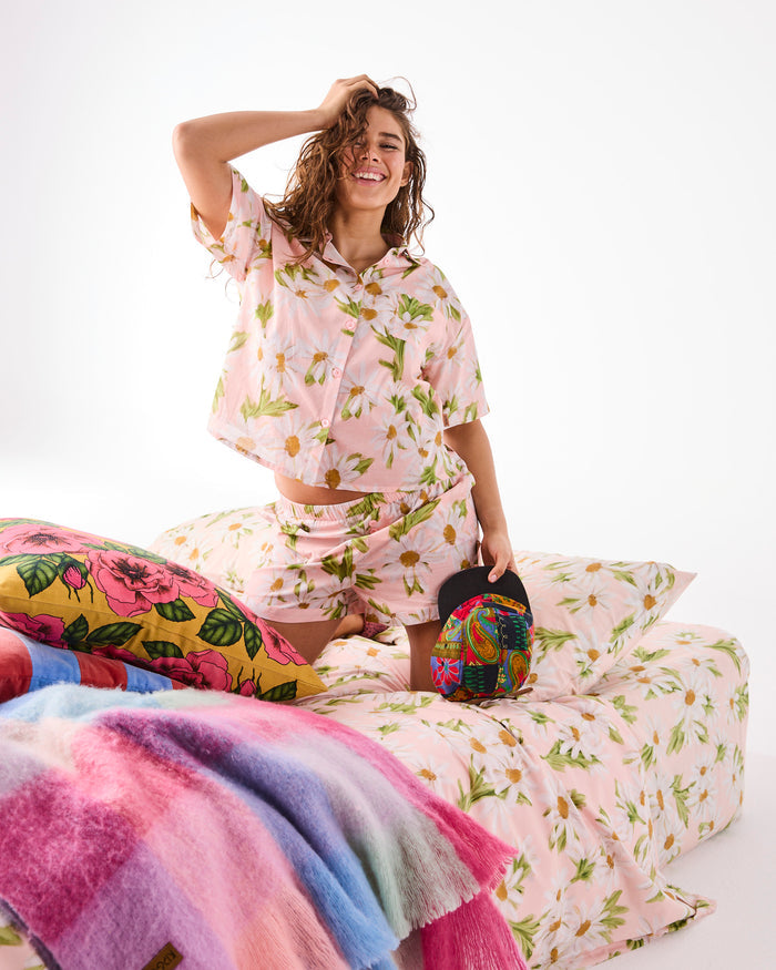 Sweet Daisy Adult Organic Cotton Short Sleeve Shirt & Short Pyjama Set