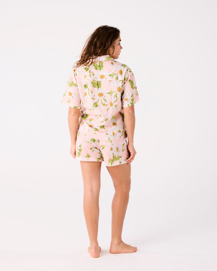 Sweet Daisy Adult Organic Cotton Short Sleeve Shirt & Short Pyjama Set