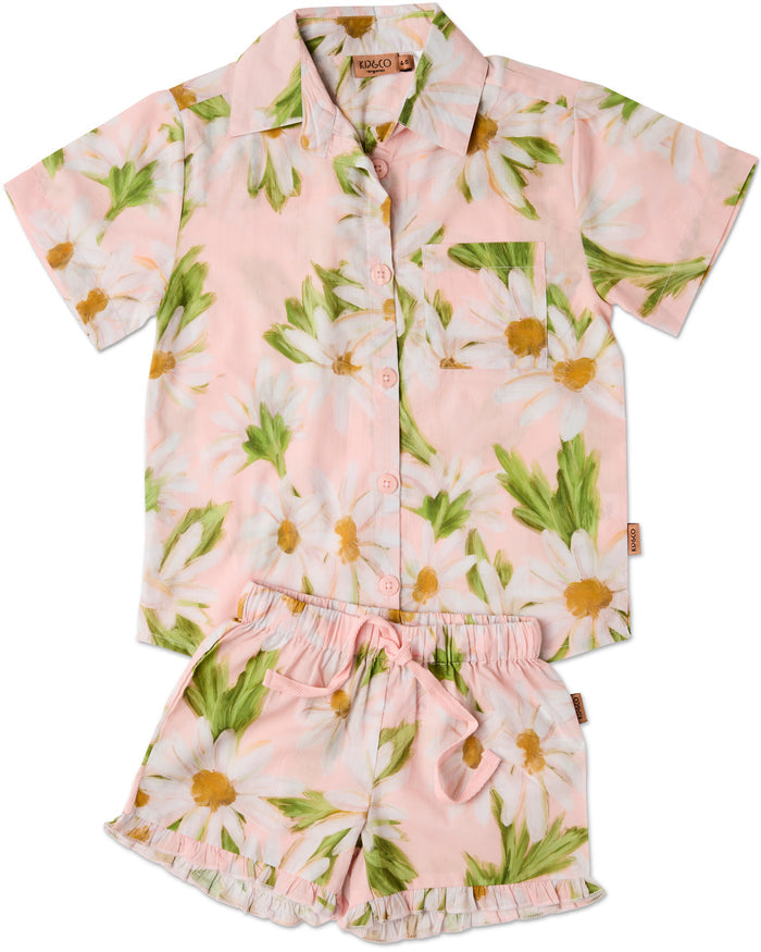 Sweet Daisy Kids Organic Cotton Short Sleeve Shirt & Short Pyjama Set