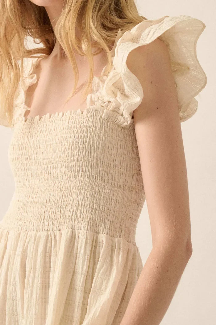 Sweet Sensation Ruffled Paid Tiered Midi Dress - ShopPromesa