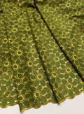 Swiss Voile Lace with Tiny Stone- Olive-Green & Gold