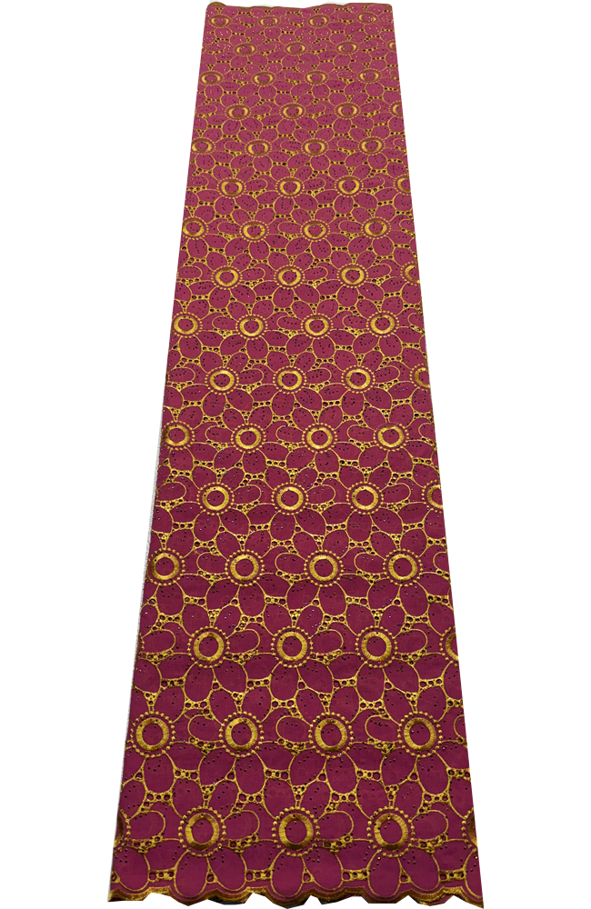 Swiss Voile Lace with Tiny Stone- Pink & Gold