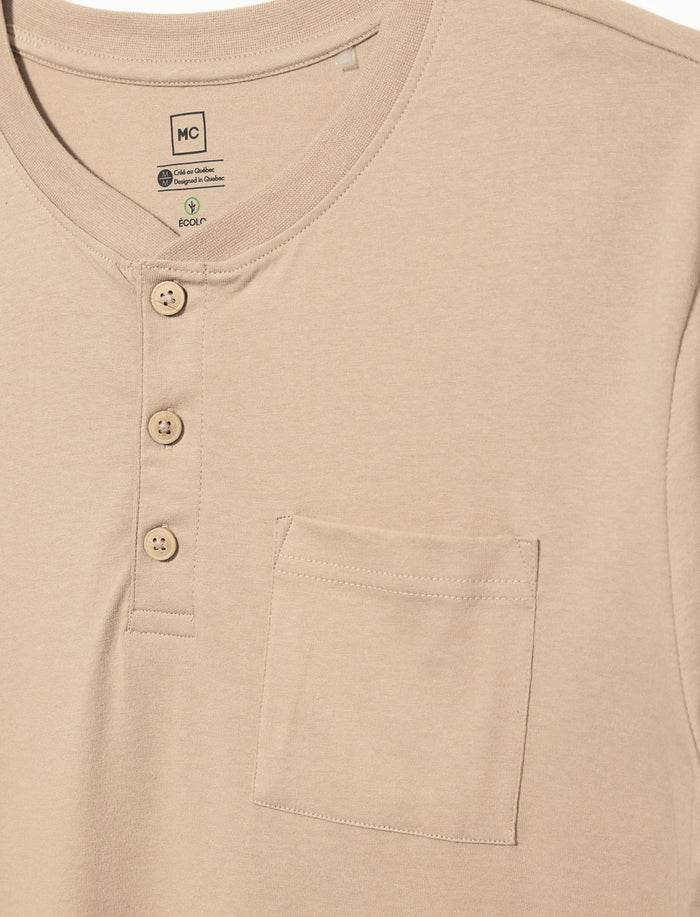 T-shirt à col henley et poche