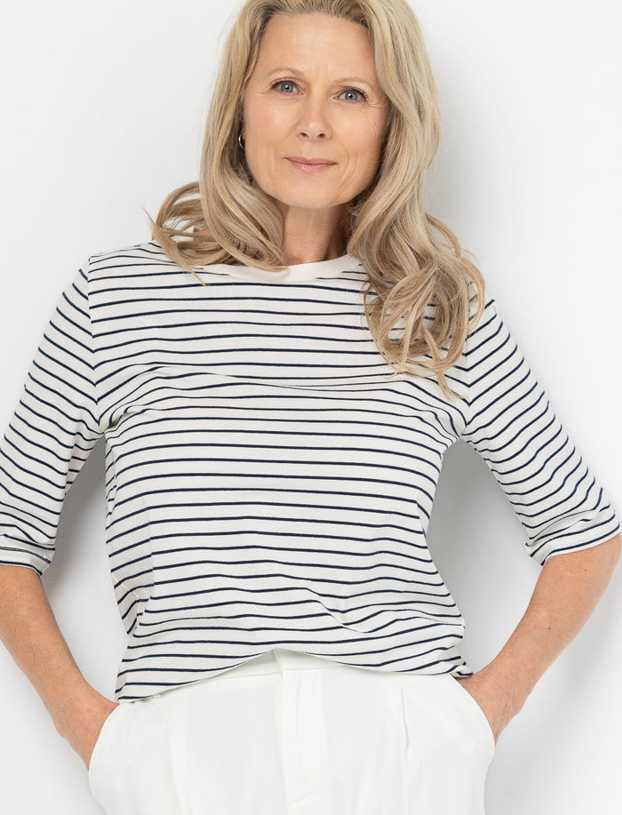 T-shirt à rayures à manches 3/4