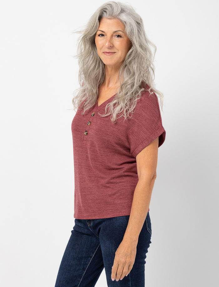 T-shirt ample à boutons