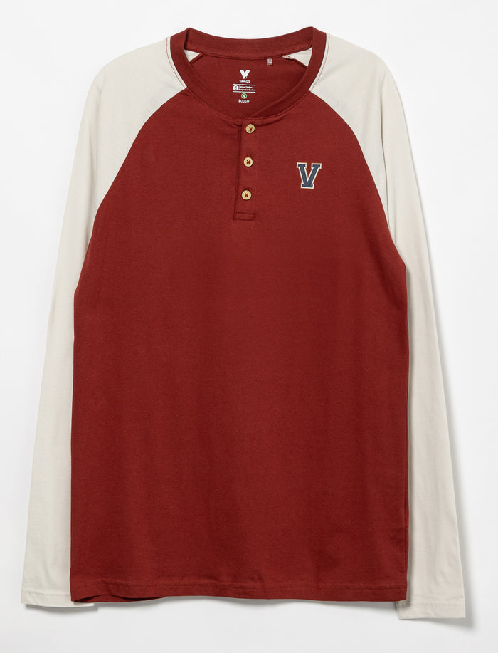T-shirt col henley et manches raglan