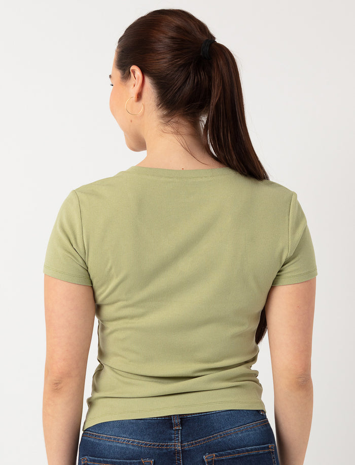 T-shirt côtelé à col en V