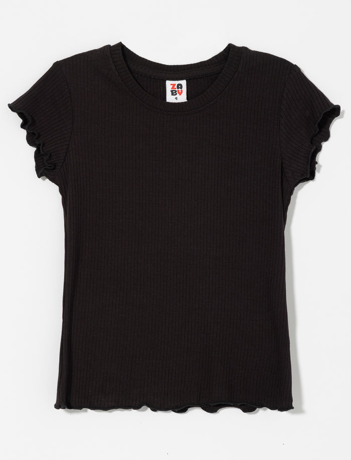 T-shirt côtelé à finition laitue - petite fille