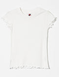 T-shirt côtelé à finition laitue - petite fille