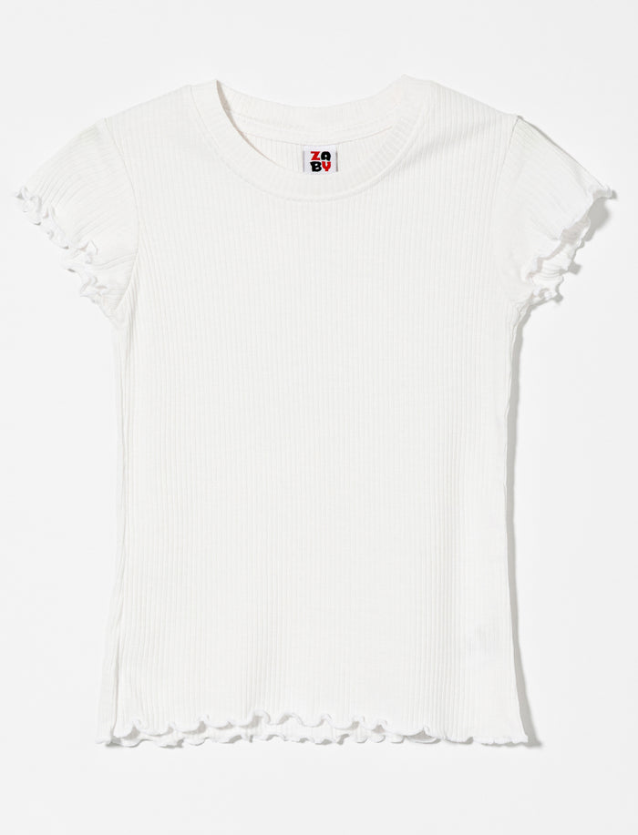 T-shirt côtelé à finition laitue - petite fille