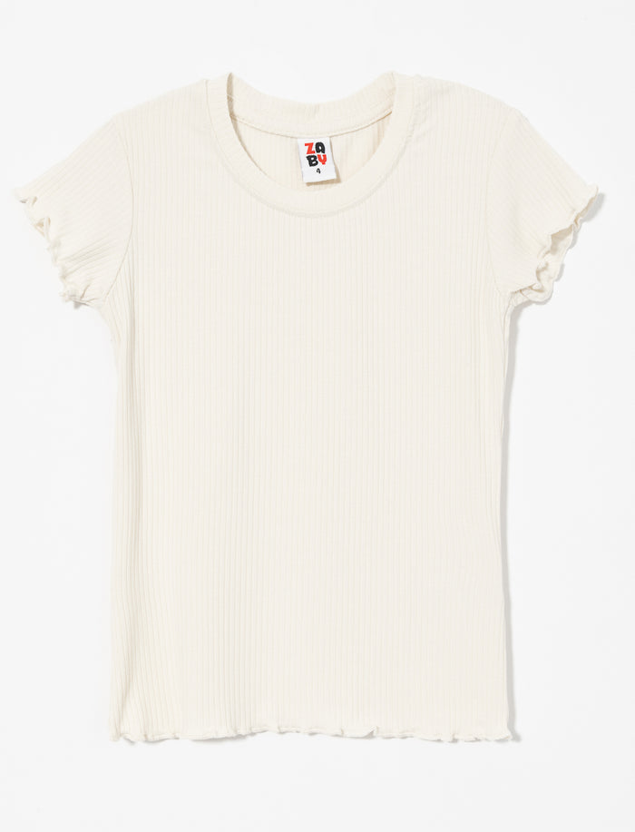 T-shirt côtelé à finition laitue - petite fille