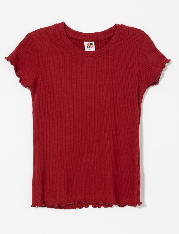T-shirt côtelé à finition laitue - petite fille