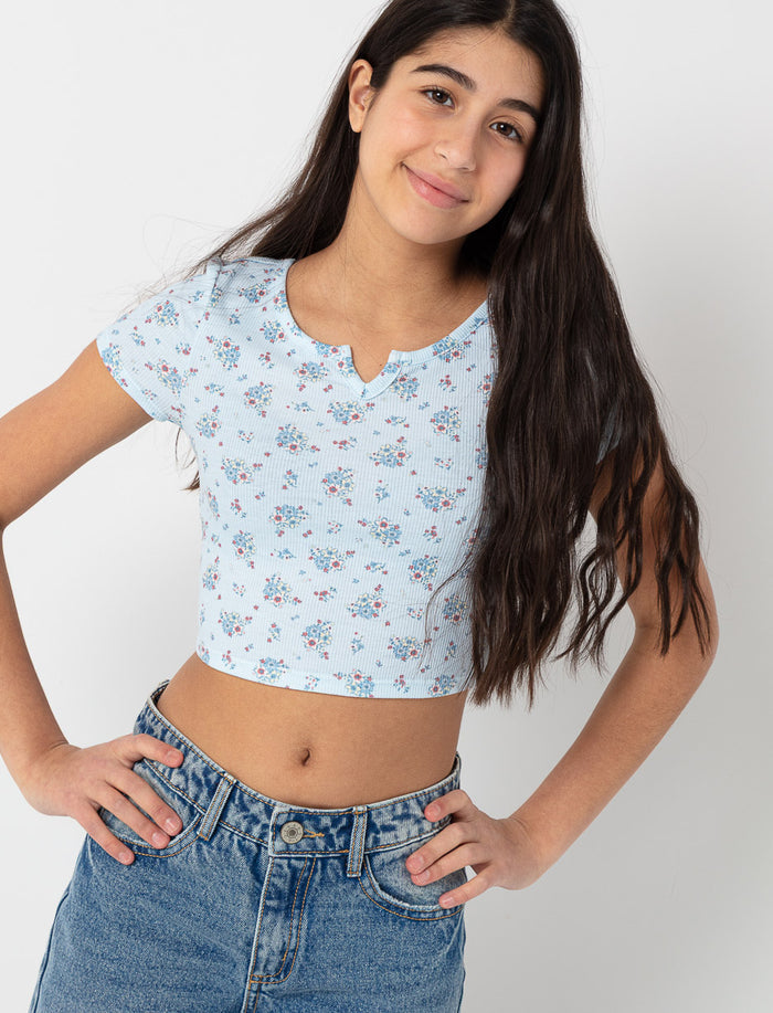 T-shirt côtelé imprimé
