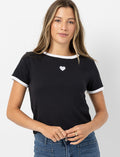 T-shirt court côtelé à broderie