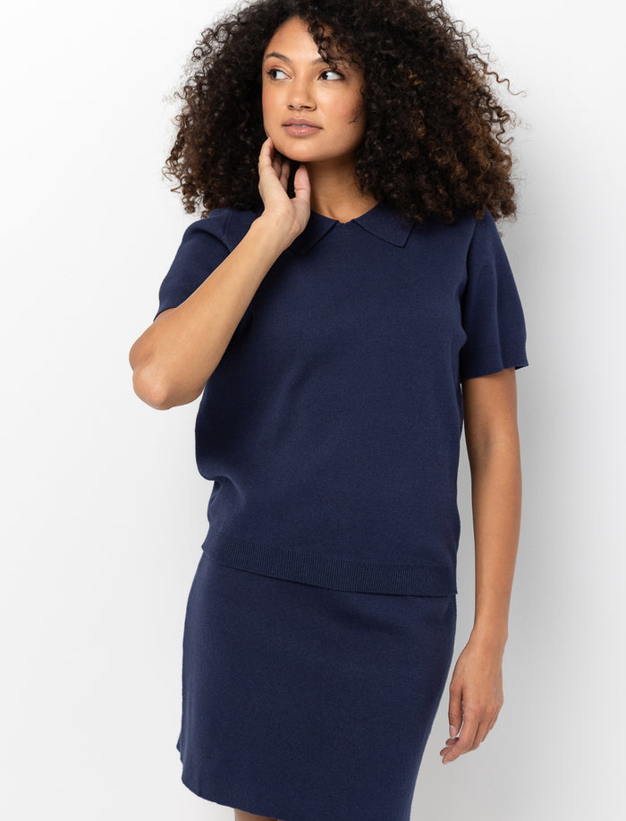 T-shirt en tricot à col polo