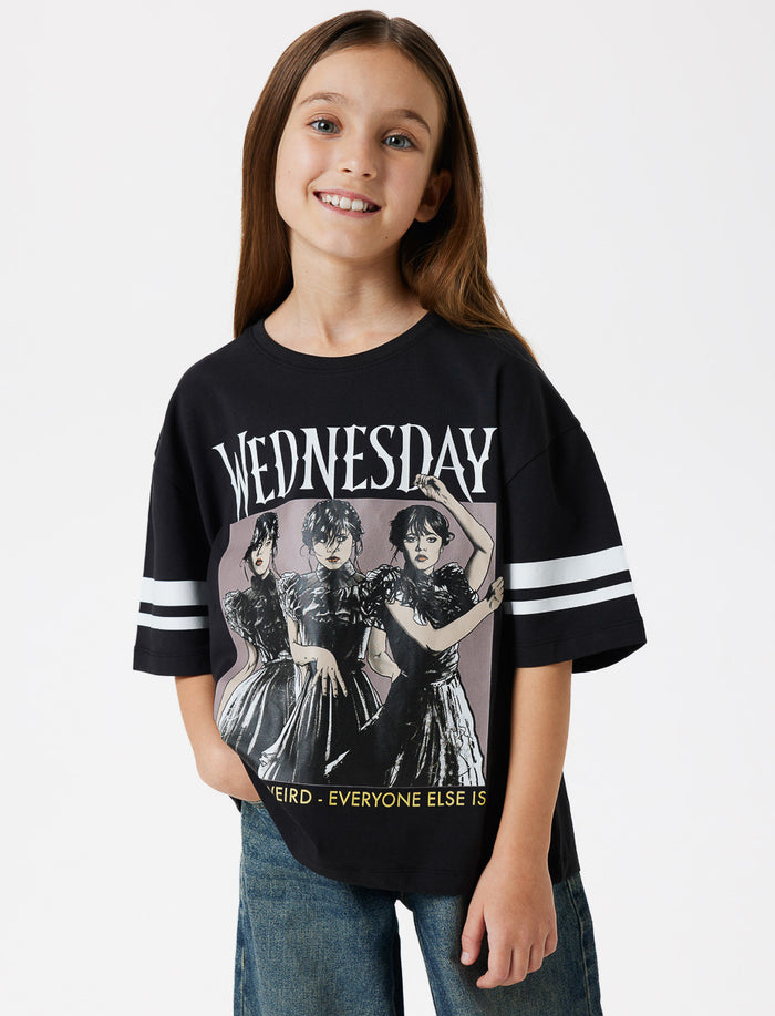 T-shirt imprimé à col rond - Wednesday Addams