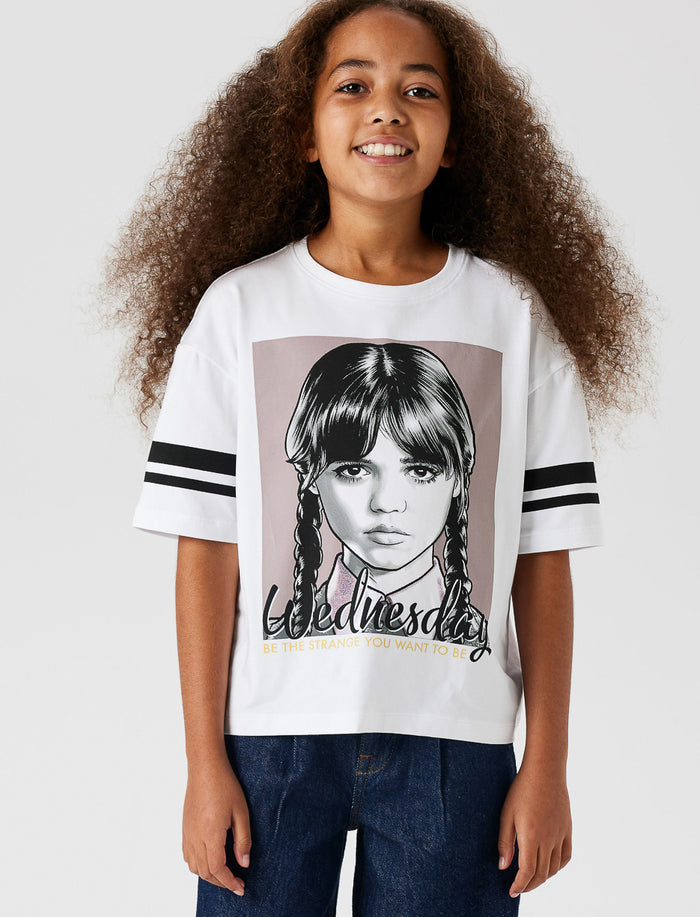 T-shirt imprimé à col rond - Wednesday Addams