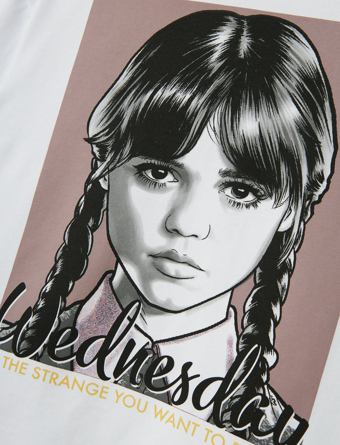 T-shirt imprimé à col rond - Wednesday Addams