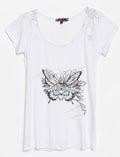 T-shirt imprimé à découpes