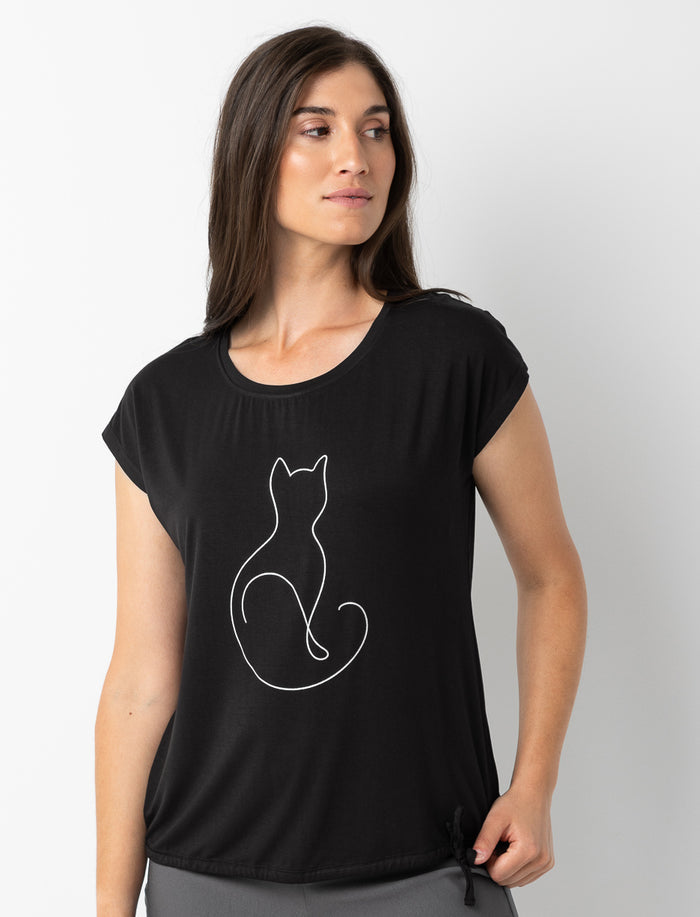 T-shirt imprimé à ourlet ajustable