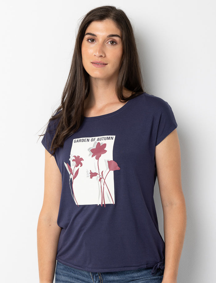 T-shirt imprimé à ourlet ajustable