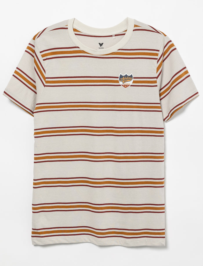 T-shirt rayé à écusson imprimé - ado garçon