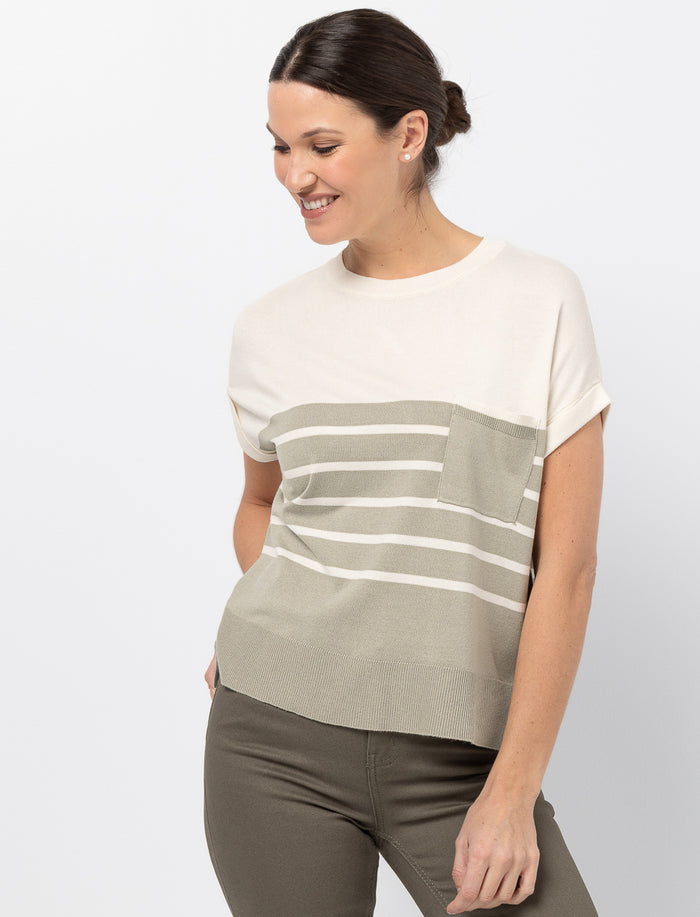 T-shirt rayé à manches dolman
