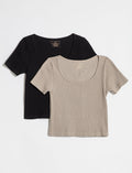 T-shirts côtelés sans coutures - paquet de 2