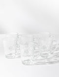 Tasses en verre à motif fleurs - ensemble de 6