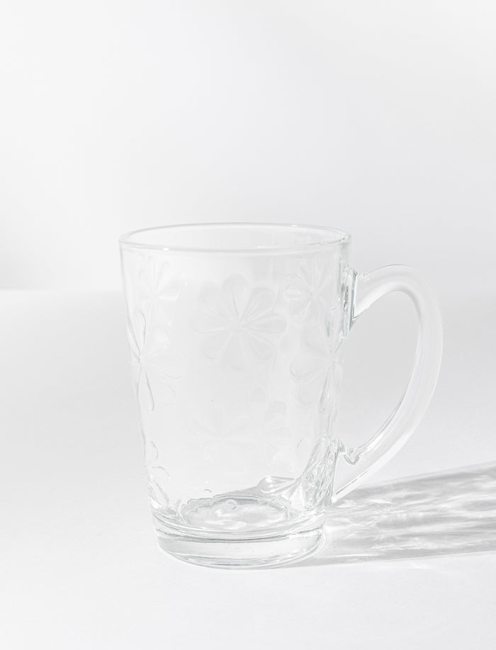 Tasses en verre à motif fleurs - ensemble de 6