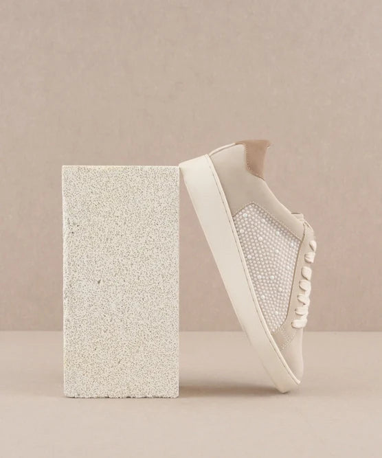 The Berne Pearl Studded Sneaker - Greige Goods